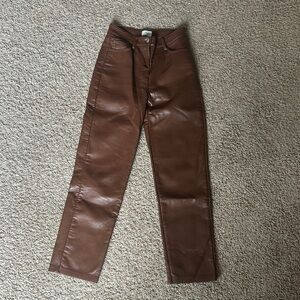 Aritzia Brown Leather Pants